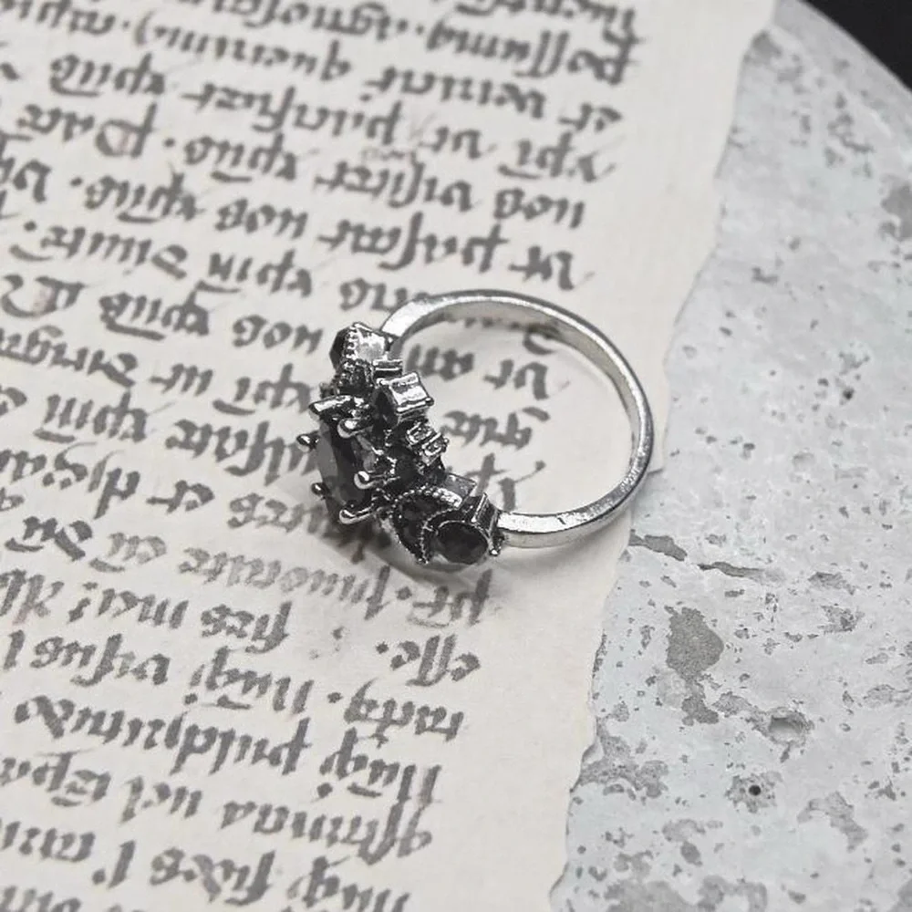 Faux Onyx Crystal Cluster Ring